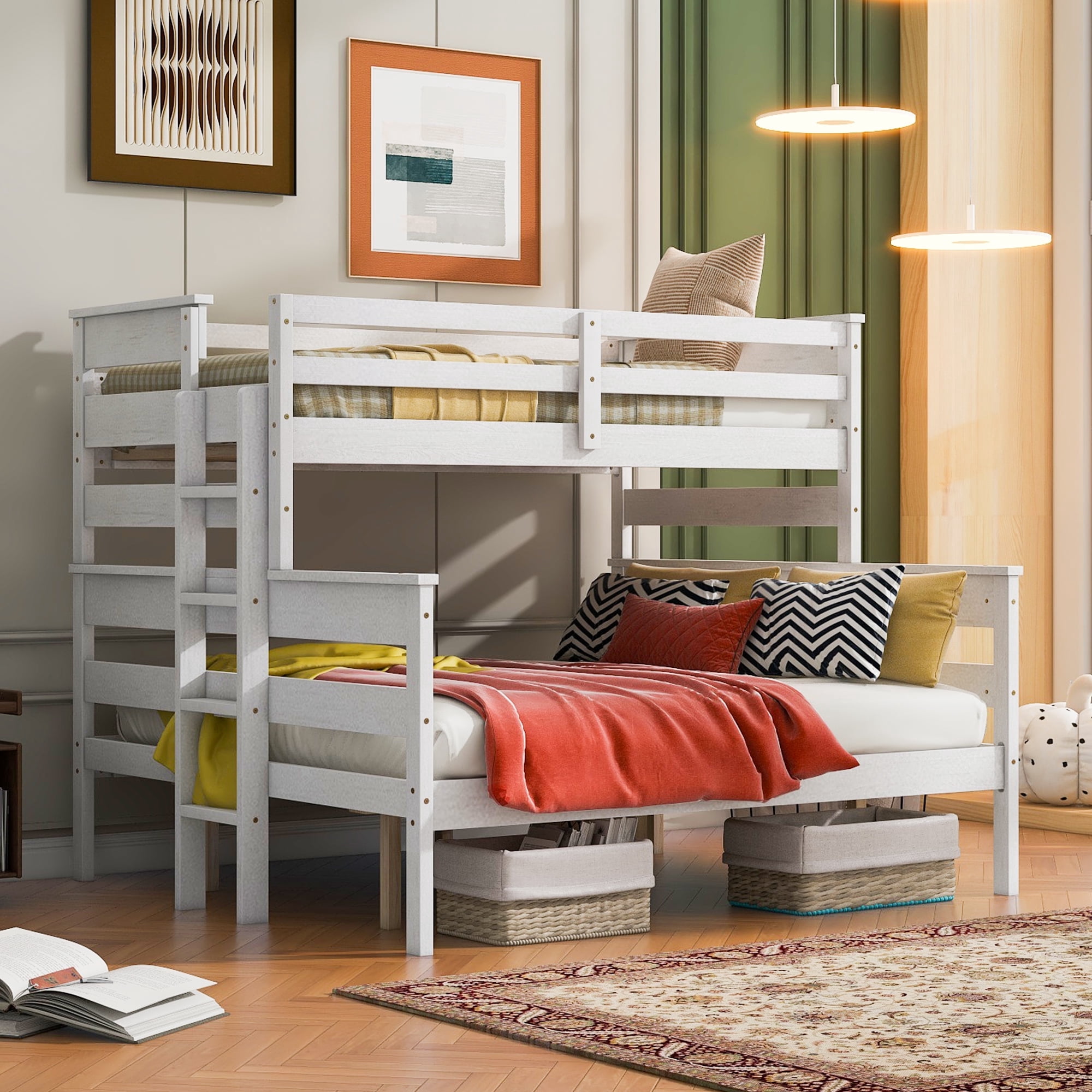 Harper & Bright Designs Detachable Twin XL Over Queen Wood Bunk
