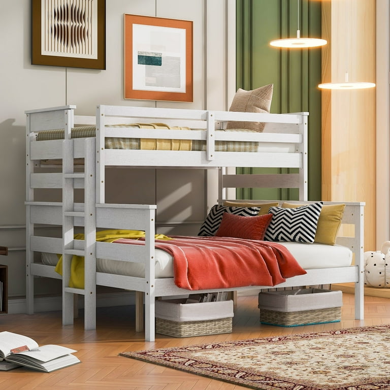 Harper & Bright Designs Detachable Twin XL Over Queen Wood Bunk