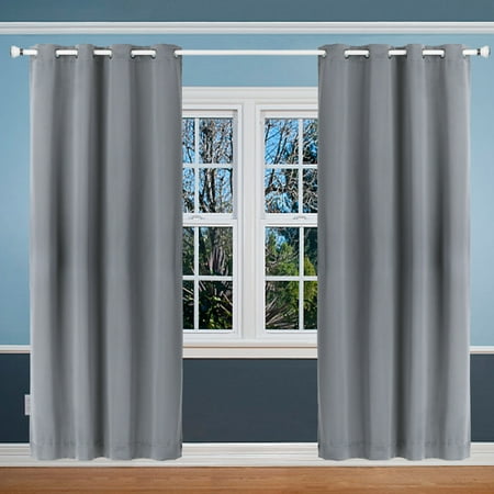 2Pcs Solid Blackout Curtains for Bedroom Living Room Thermal Insulated Grommet Top Curtain Panel Draperies Window