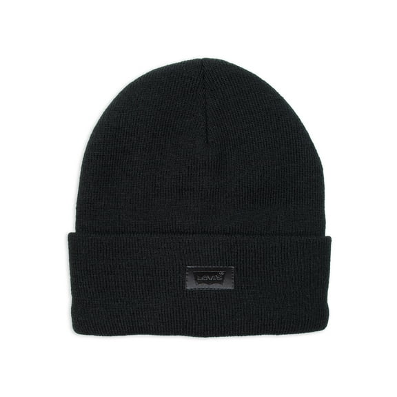 Levi's Men's All Season Leather Logo Patch Beanie Hat
