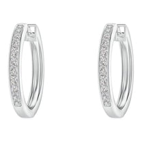 ANGARA Natural Diamond Hinged Hoop Earrings in 14K White Gold for Women (Size-0.9mm| Color-I-J| Clarity-I1-I2) | April Birthstone, Anniversary, Jewelry Gift for Women | Natural Diamond Earrings