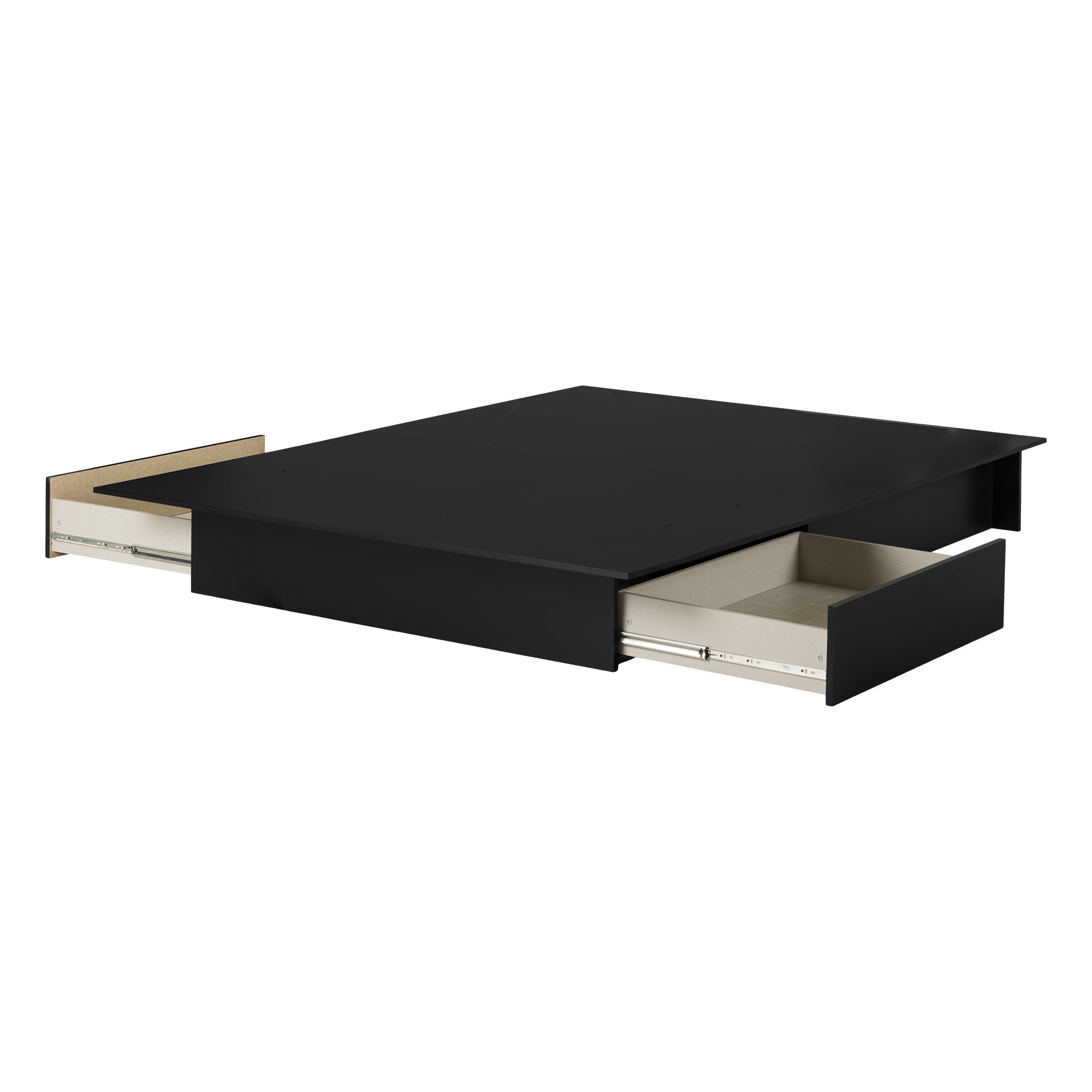 Lit plateforme avec tiroir Double / Queen, fini Noir solide, collection Step One de Meubles South Shore