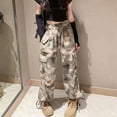 thumbnail image 3 of GYRATEDREAM 4-18 Years Girls Camo Cargo Pants High Elastic Waist Casual Cargo Pants for Girls Wide Leg Parachute with Pockets, 3 of 7