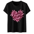 thumbnail image 1 of YDLCAFD T-Shirts Graphiques de Pâques pour Femmes, Manches Courtes, Imprimé Cœur, 1 of 4