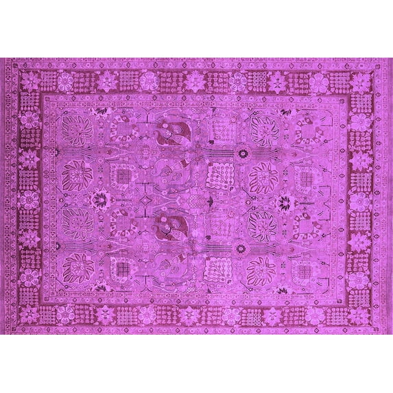 Ahgly Company Indoor Rectangle Oriental Purple Industrial Area Rugs, 7' x 10'