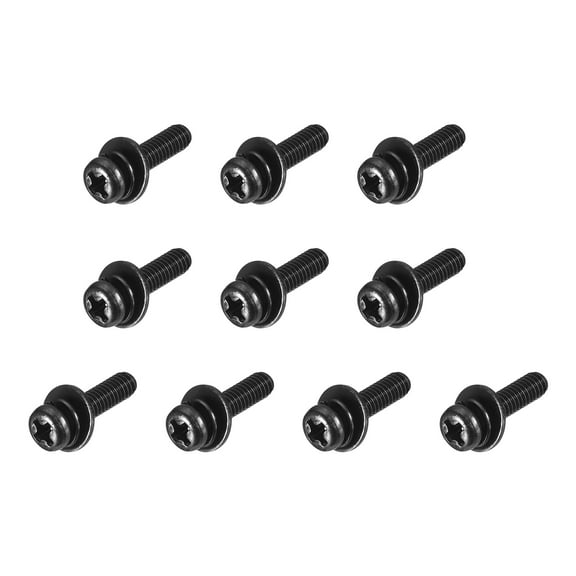 Uxcell M2.5 x 10mm Carbon Steel Phillips Pan Head Machine Screws Bolts Combine with Spring Washer and Plain Washers 10pack