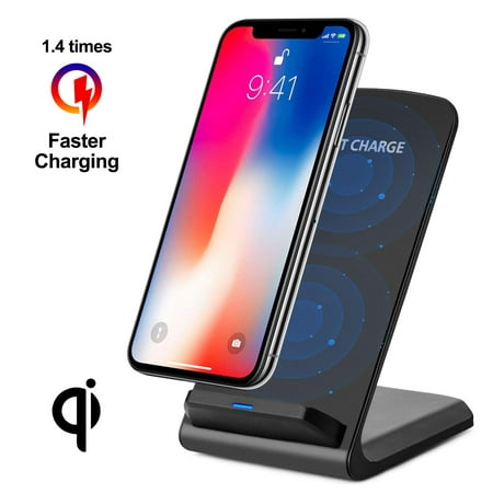 Wireless Fast Charger, WADEO 10W Qi Wireless Charging Dock Stand Compatible with iPhone XR/Xs Max/XS/X/8/8 Plus, Samsung Galaxy S10/S9/S9+/S8/S8+ Smart
