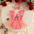 thumbnail image 2 of Sopiago Baby Girl Clothes Summer Outfit Newborn Strawberry Bow Ruffle Sleeveless Tulle Romper Dress Cute Infant Onesie Watermelon Red,3-6 Months, 2 of 6