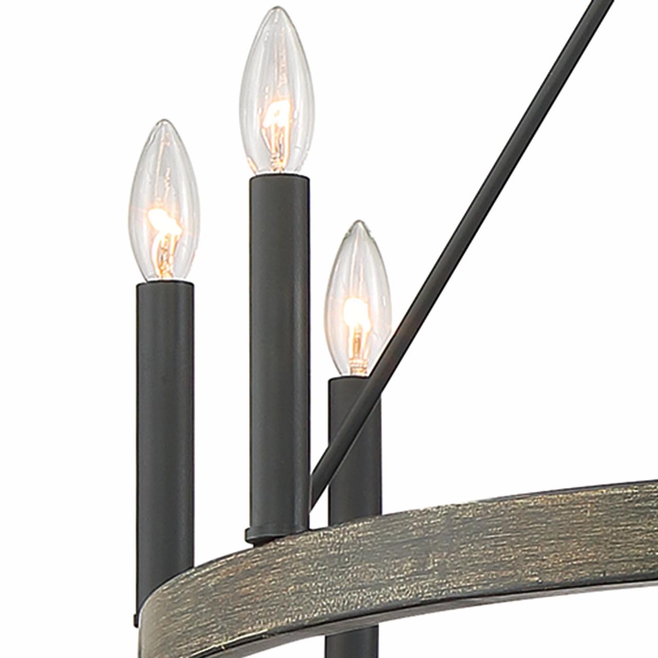 Vanity Art 12 Lights Wagon Wheel Chandelier Lighting Farmhouse Candle Ceiling Light Fixtures for Living Room Kitchen Dining Room 10552DW-BK