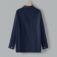 thumbnail image 5 of LYXSSBYX Men's Performance Long Sleeve Shirt Moisture Wicking Crew T-Shirt Baggy Cotton Linen Solid Pocket Turn-down Collar Tops, 5 of 8