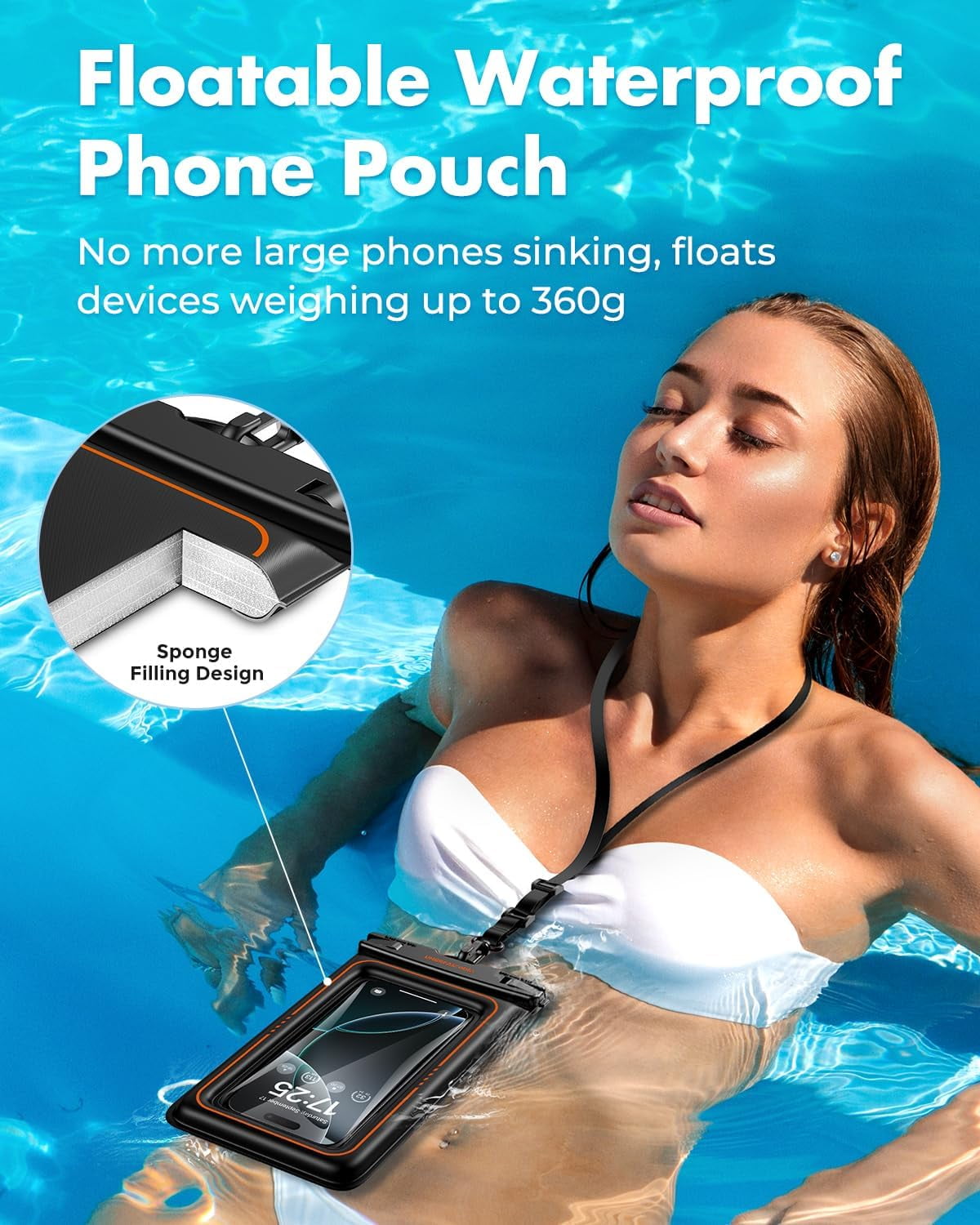 Floating Waterproof Phone Pouch 2 Pack, IPX8 Waterproof Phone Case Dry Bag Kayak/Beach/Cruise Travel Essentials, Water Proof Pouch for iPhone 16 15 Pro Max, Samsung S25 Ultra S24 S23-7"
