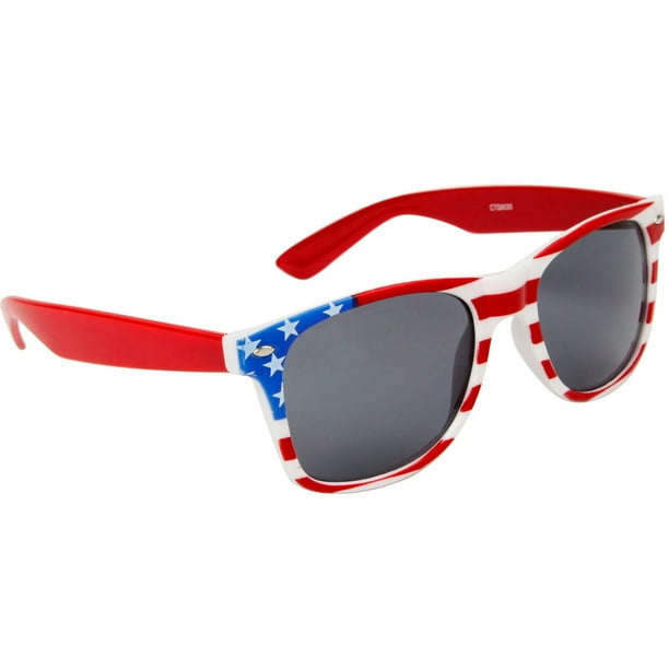MyPartyShirt American Flag Sunglasses With Red Arms Shades Stars