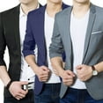 thumbnail image 3 of DISHAN Men's Slim Formal Business Suit Coat One Button Lapel Long Sleeve Pockets Top, 3 of 8
