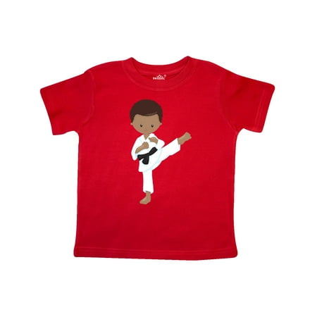 

Inktastic African American Boy Karate Pose Black Belt Gift Toddler Boy Girl T-Shirt