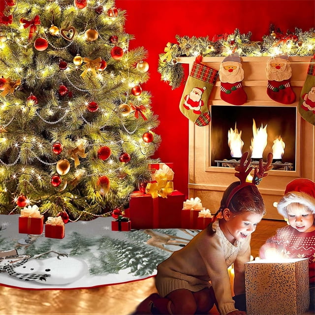 Durable Christmas Tree Skirt for Holiday Celebrations Crafted from Short Plush Material with Shimmering Sequins Simple Installation and Storage Creates Beautiful Backdrop for Presents Ideal for Home