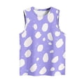 thumbnail image 3 of UPPADA Débardeurs Graphiques pour Femmes Coupe Ample T-Shirts Décontractés Ourlet Fluide Col Rond Tendance Sans Manches Hauts d'Été Vêtements de Plage Vacances Tenues Automne Liquidation Violet,m, 3 of 4