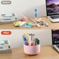 thumbnail image 3 of SUSWIM 5-Compartment Desktop Organizer & Holder with Rotating Organizers, Pink, 3 of 6