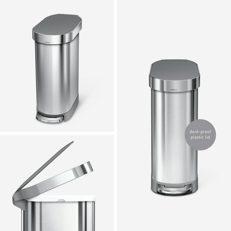 simplehuman 25 Liter / 6.6 Gallon Slim Open Commercial Trash Can, Brushed  Stainless Steel & Reviews