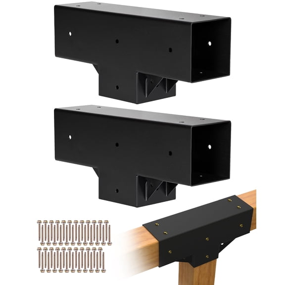 VEVOR Pergola Kit 2-pack,T-Shaped 4x4 (Actual 3.5x3.5 inch),3-Way Pergola Brackets DIY Woodworking Gazebo Bracket Kit with Screws for 3.5x3.5 inch Wood Beams in Actual Size for Outdoor Party Banquet