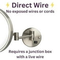 thumbnail image 3 of Jerdon Lighted Makeup Mirror - Hard Wired Wall Mount Magnifying Mirror with LED Lights - Brushed Nickel Finish - 9.5-Inch Diameter - Model HL1016NLD, 3 of 7