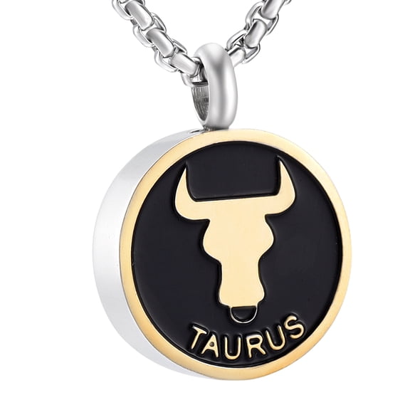 The Zodiac Taurus Cremation Jewelry for Ashes Urn Necklace Lockets for Human Ashes Pet Ashes Holder Pendent for Ashes and Chain
