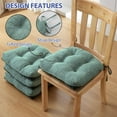 thumbnail image 4 of Chair Cushions for Dining Chairs Set of 4, Indoor Kitchen Chair Cushions with Ties and Non Slip Backing, Tufted Shredded Memory Foam Kitchen Chair Pads, 15.5" x 15.5" x 4", Green, 4 of 14