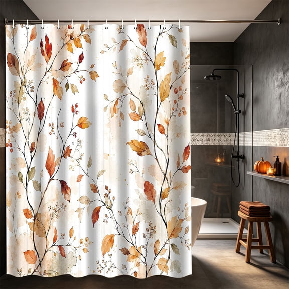 Halloween Shower Curtain Waterproof Fall Autumn Themed Bathroom Decor Set with Hooks for Bathtub Home Decoration