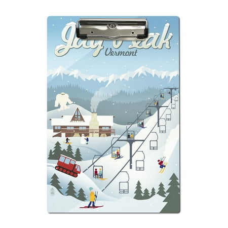 Jay Peak, Vermont - Retro Ski Resort - Lantern Press Artwork (Acrylic (Best Vermont Ski Resorts Map)