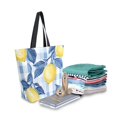 thumbnail image 2 of FORMRS Womens Canvas Tote Bag with Zipper Inner Pocket Shoulder Handbag, Light Blue Lemon, 2 of 7