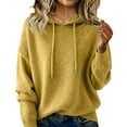 thumbnail image 2 of Warm Hooded Sweatshirts for Women Long Sleeve Lightweight Soft Pullover Knit Sweater Fall Clothes Yellow 2XL, 2 of 4