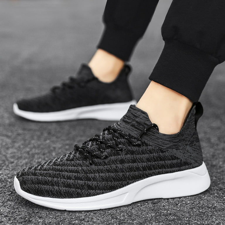 Ramiter Mens Sneakers Men Lace Mesh Soft Fashion Color Bottom Up Sport  Shoes Casual Breathable Solid Men's Sneakers,Black