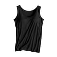 thumbnail image 3 of 1 Piece Built-in Bra Tank Top for Women, Seamless Scoop Neck Cami with Fixed Padding for Sleep & Daily Layering Black XXXL, 3 of 7