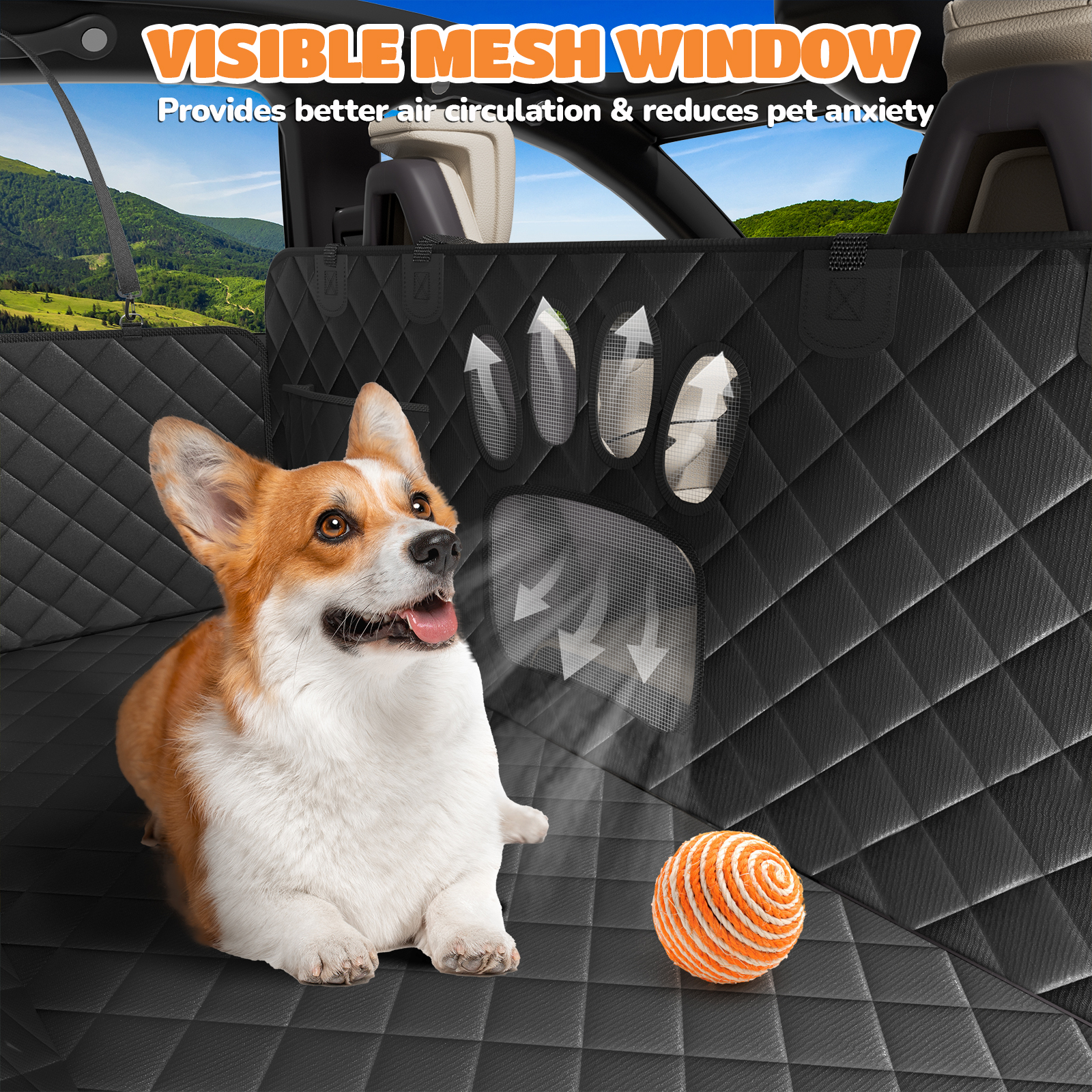 Lakwar Dog Car Seat Cover, Waterproof Hammock, Black photo 8