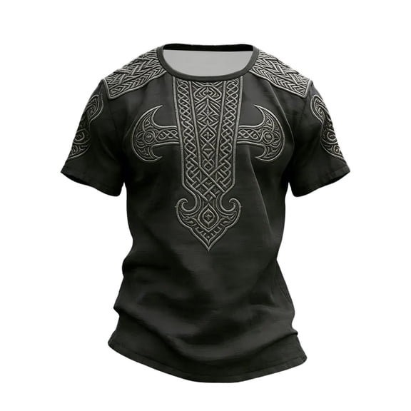 CONZONE Mens T-Shirts Short Sleeve Viking Mythology T-Shirts for Men Crew Neck Graphic Y2K Casual Summer Tee Tops