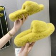 thumbnail image 3 of Woman House Sandals Fuzzy Non-skid Thick Open Toe Slides Cross Band Slippers, 3 of 10