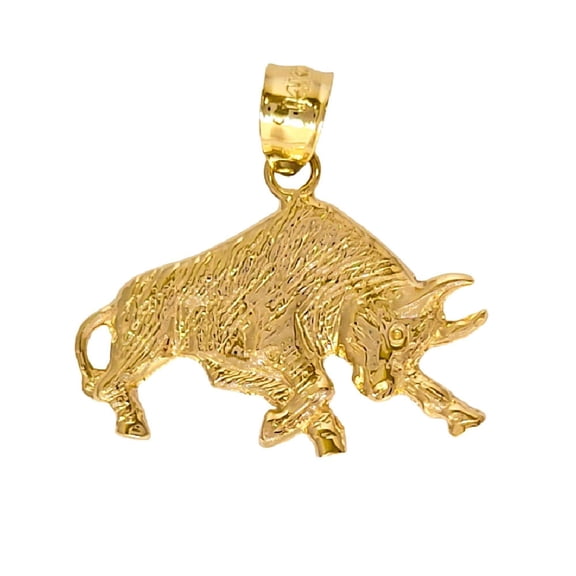 14K Yellow Gold BULL Pendant