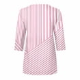 thumbnail image 4 of Womens Tops Dressy Striped Print Shirt Casual Zip Up Mock Neck Tops 3/4 Sleeve Loose Fit Tshirt Summer Casual Blouses for Women, 4 of 5