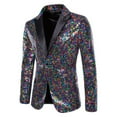 thumbnail image 1 of Men Shiny Sequin Blazers Man Suit for Wedding Tuxedo Party Dinner Prom Mens Suits Slim Fit one Button Suit Jacket, 1 of 8