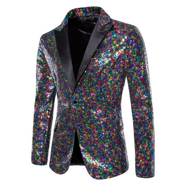 Men Shiny Sequin Blazers Man Suit for Wedding Tuxedo Party Dinner Prom Mens Suits Slim Fit one Button Suit Jacket