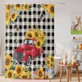 thumbnail image 6 of Shower Curtain Yellow Sunflower Truck Shower Curtains for Bathroom Decor, Waterproof Polyester Shower Curtain Set with Hooks, Standard Size 72" x 72" Black Buffalo Plaid, 6 of 9