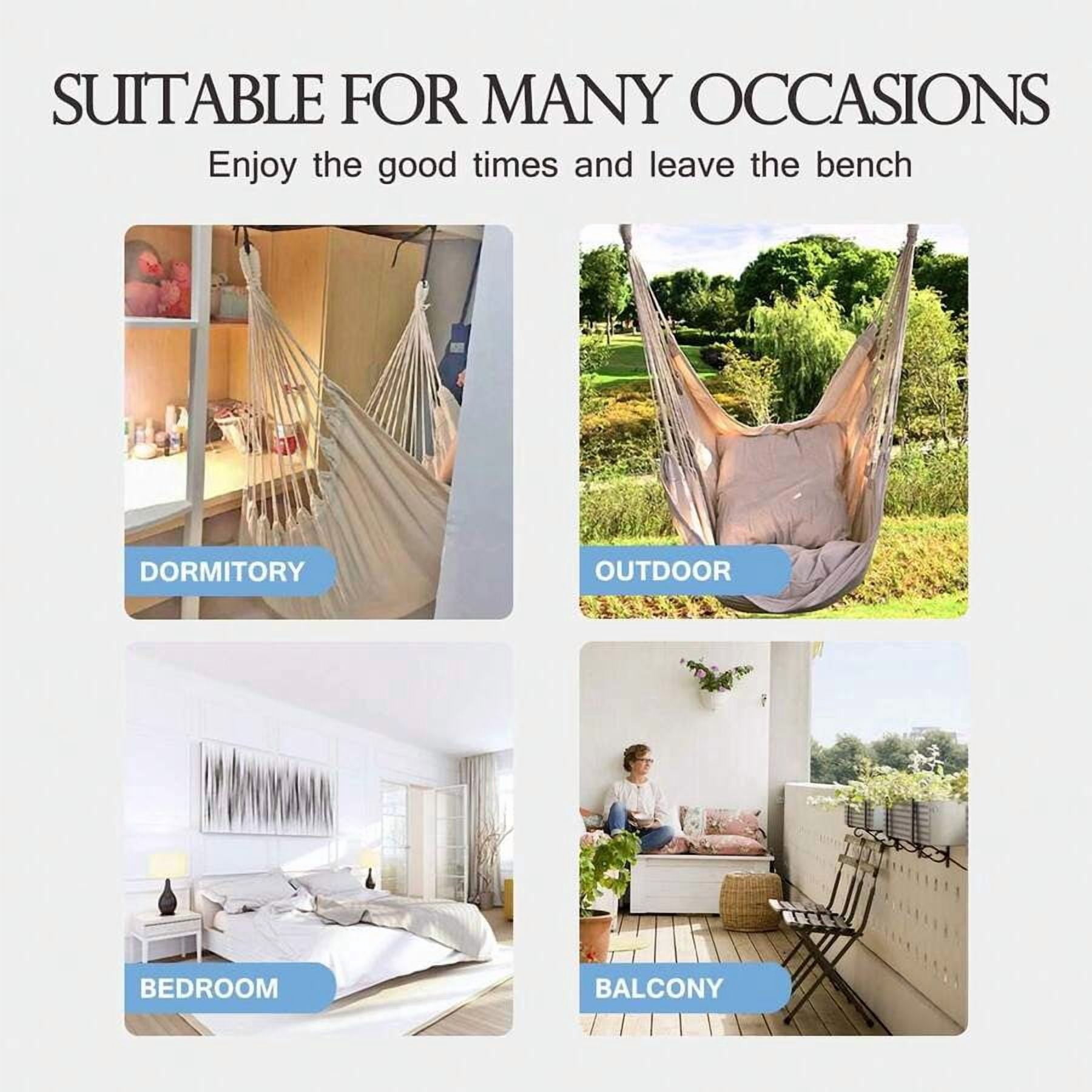Hammock Chair Swing With Ropes - Maximum Weight Capacity 500 Lbs - Includes 2 Cushions - Steel Support Pole With Anti-Slip Rings