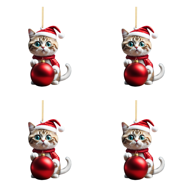 Gato Navidad lindos adornos colgantes acrílico árbol coche colgante decoraciones (H)