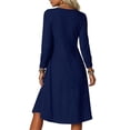 thumbnail image 6 of Omexry Work Dresses for Women Women's Fashion And Leisure Splicing Long Sleeve Round Neck Loose And Comfortable Dress, 6 of 7