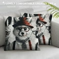 thumbnail image 3 of PHYHOO Animal Throw Pillow Cushion Cover, and Rabbit Glasses in Human Clothes Illustration, Decorative Square Accent Pillow Case, Black Grey White, 3 of 5