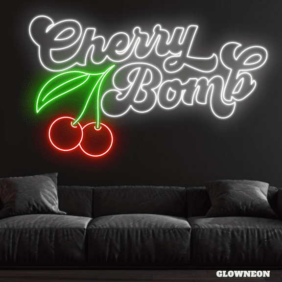 Glowneon Cherry Bomb Neon Sign, Fruit Shop Decor, Cherry LED Sign