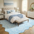 thumbnail image 2 of Moynesa 8'x10' Floral Scalloped Large Area Rugs for Living Room, Vintage Distressed Washable Rug, Cottage Boho Accent Rug for Bedroom Sunroom Playroom Office Low Pile Non Slip, Mist Blue, 2 of 11