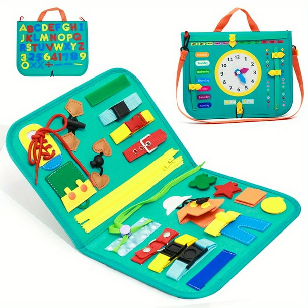 Montessori Toys Busy Board For Toddlers, 20 In 1 Early Education Learning Toys, Activity Board Improves Basic Skills Fine Motor Skills Sensory Toys Gifts For Kids Activities Airplane Travel