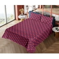 thumbnail image 4 of Ambesonne Art Deco Fitted & Flat Sheet with Sham 3 Pcs Set, Nostalgic Shell Motif 80s, Twin XL, Plum Magenta and Coral, 4 of 5