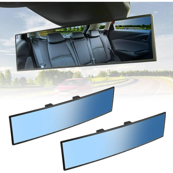 Rear View Mirror, Universal 11.81 Inch 2 Pack Panoramic Convex Rearview Mirror, Interior Clip-on Wide Angle Rear View Mirror to Reduce Blind Spot Effectively for Car SUV Trucks -Blue