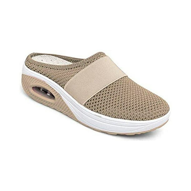 Women's Slip-On Walking Shoes with Air Cushion Shock-proof Mesh Upper ...